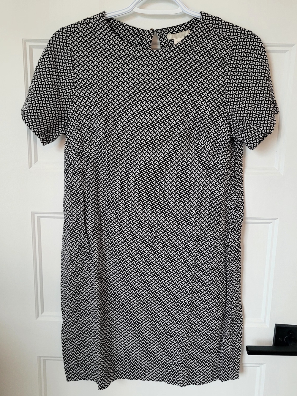 H&M Black & White Butterfly Print Shift Dress - Size 4